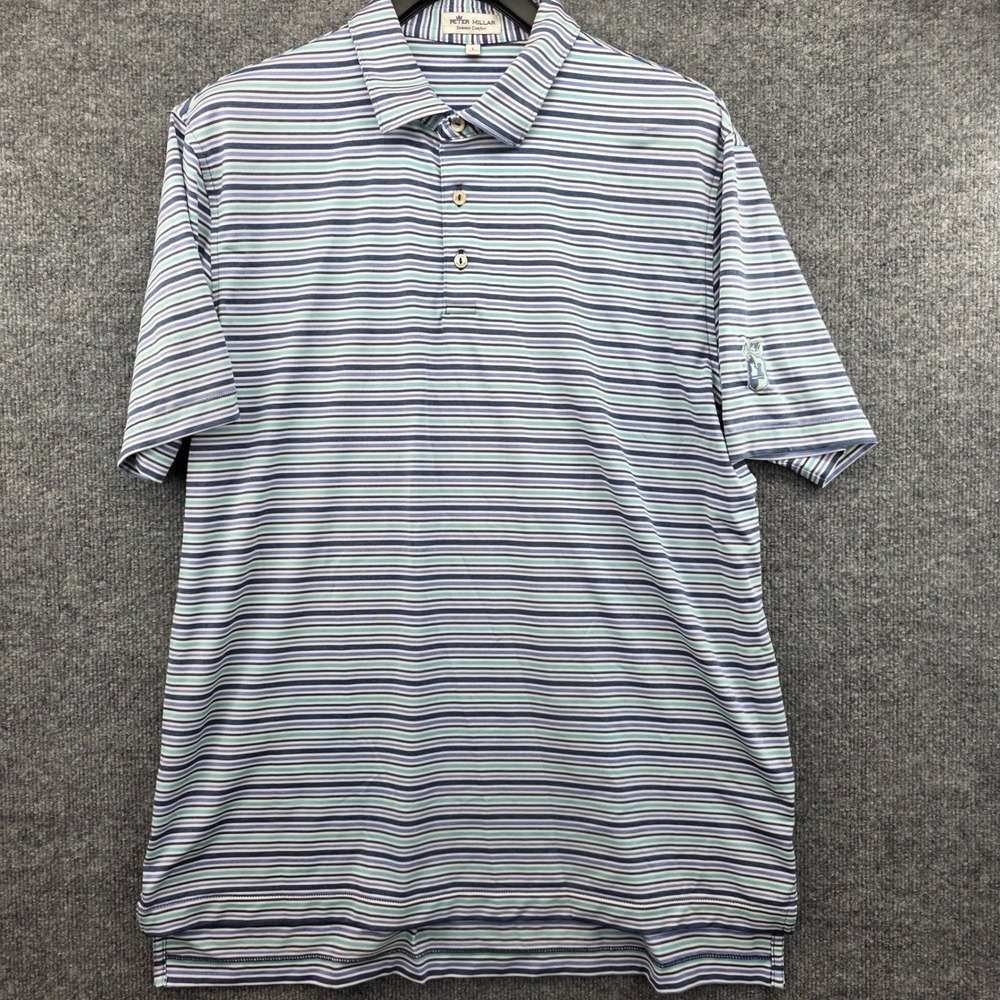 Peter Millar Summer Comfort Mens Large Striped Polo Short Sleeve Golf‎ Casual